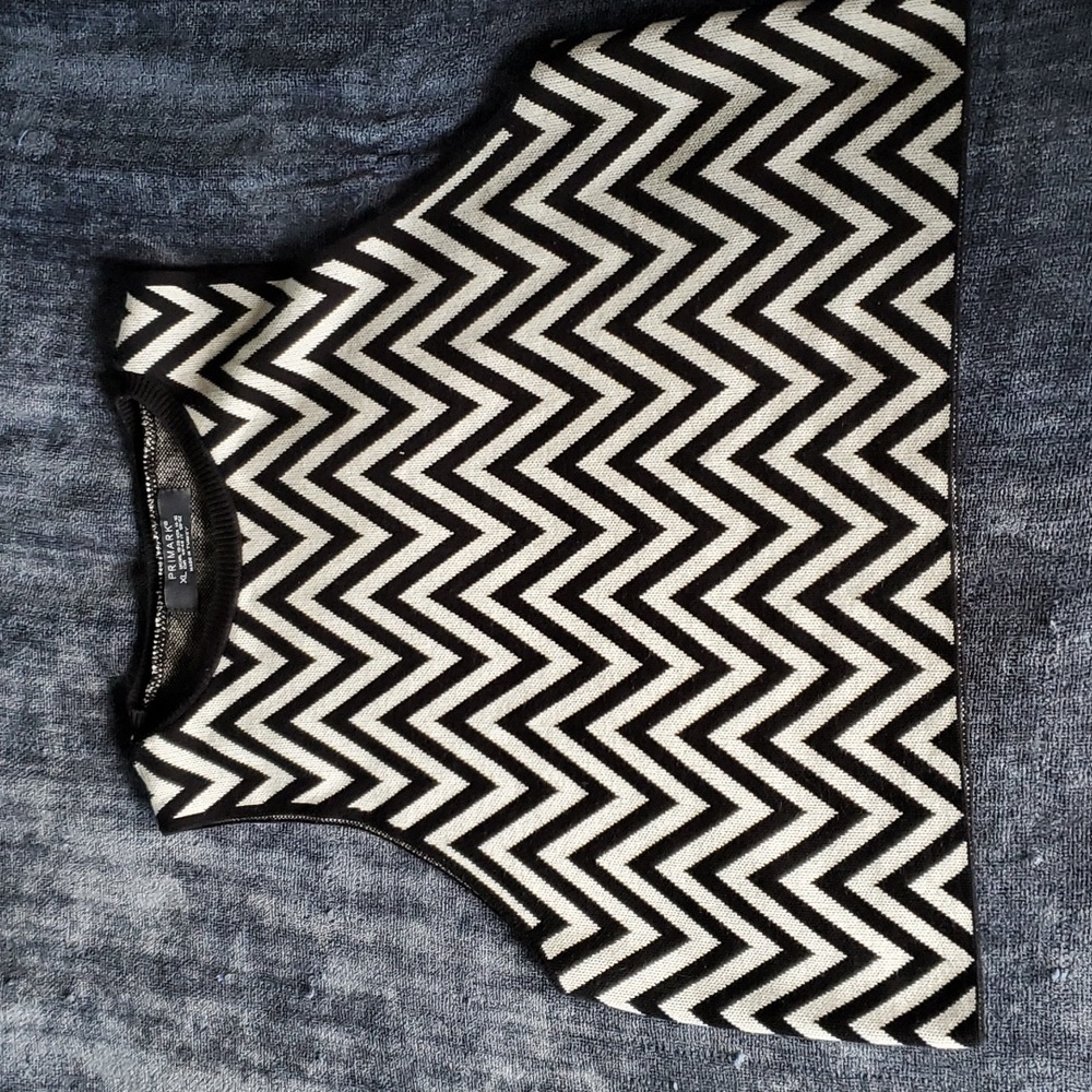 Short Midi Sweater Black & White Vest Primark XL